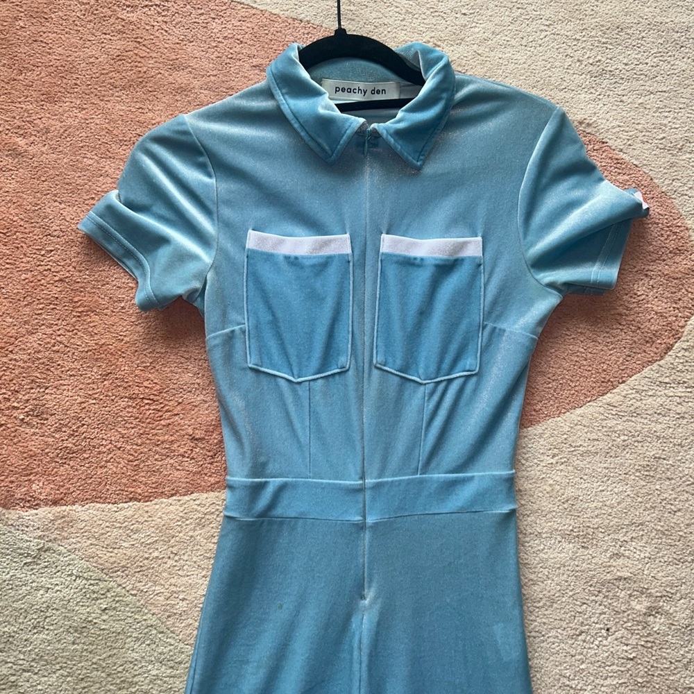 Super cute baby blue Peachy den jumpsuit!!